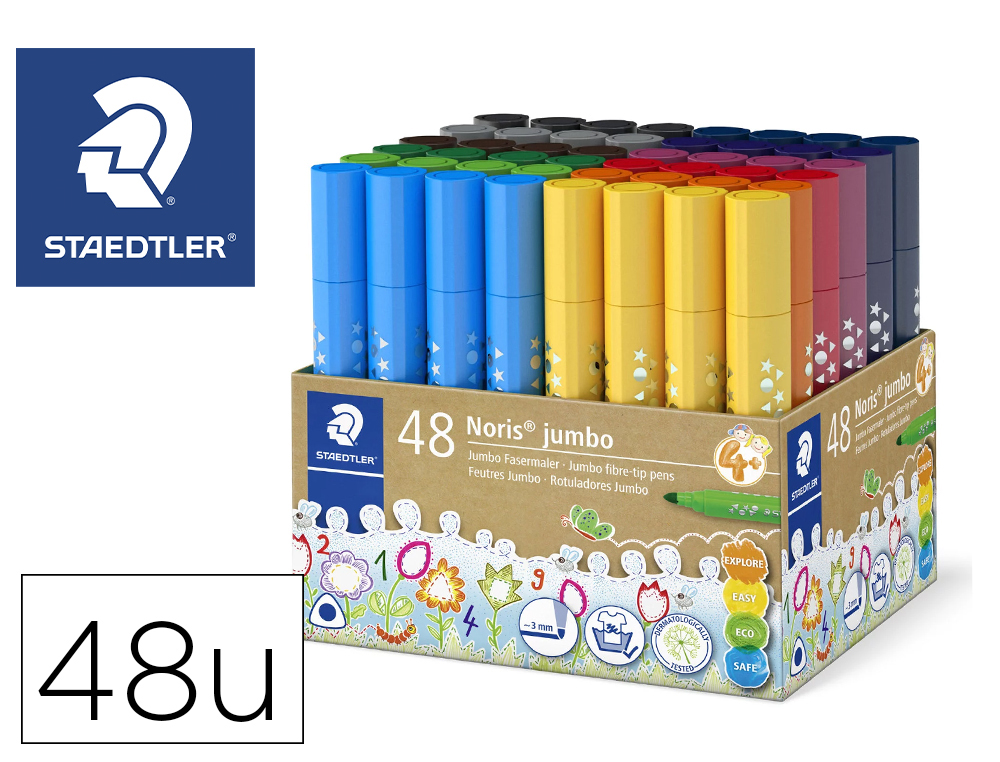 FEUTRES STAEDTLER JUMBO 328 COLORIS ASSORTIS POT DE 48